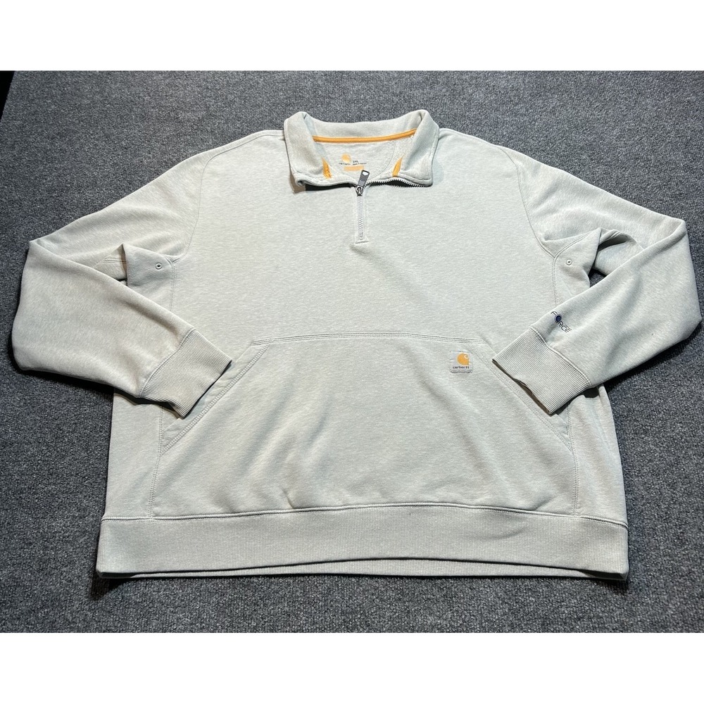 Men's Carhartt Force Heather Gray 1/4 Zip Long Sleeve Pullover Size XXL